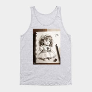 Pencil drawing. Portrait of a little girl Tank Top